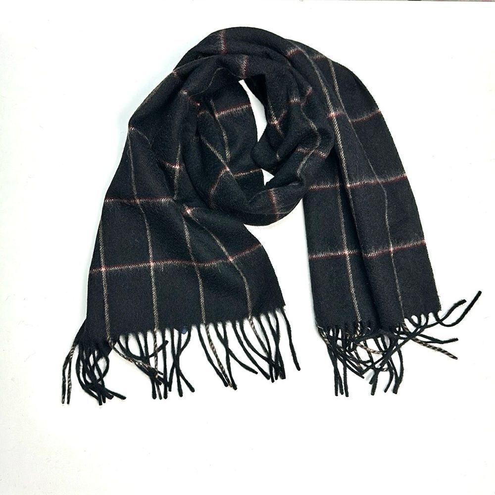 New Grant Thomas Wool Scarf Black Windowpane Men’s NWT